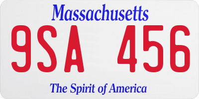 MA license plate 9SA456