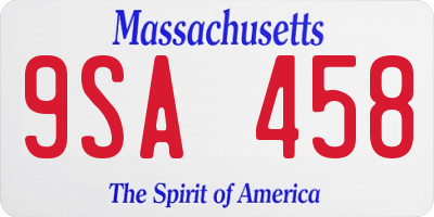 MA license plate 9SA458