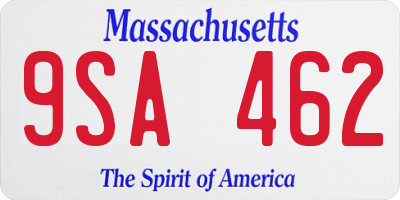 MA license plate 9SA462