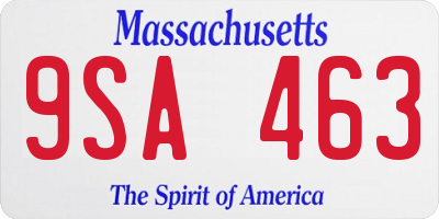 MA license plate 9SA463
