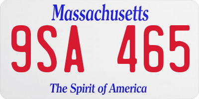 MA license plate 9SA465