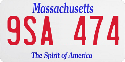 MA license plate 9SA474