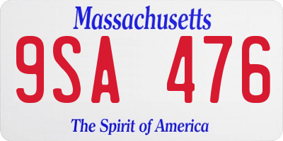 MA license plate 9SA476
