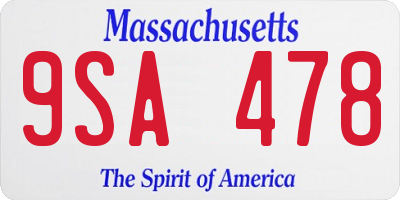 MA license plate 9SA478