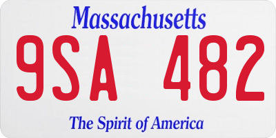 MA license plate 9SA482