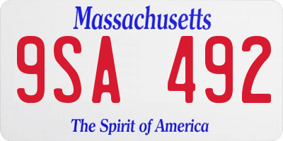 MA license plate 9SA492