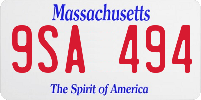 MA license plate 9SA494