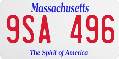 MA license plate 9SA496