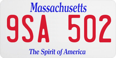 MA license plate 9SA502