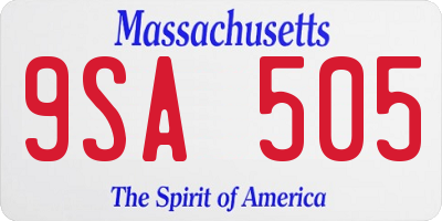 MA license plate 9SA505