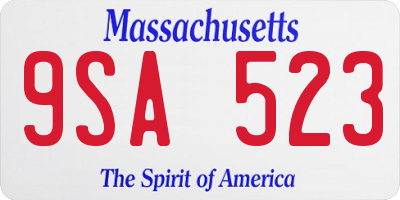 MA license plate 9SA523