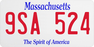 MA license plate 9SA524