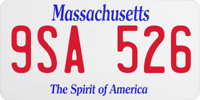 MA license plate 9SA526