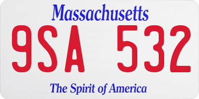 MA license plate 9SA532