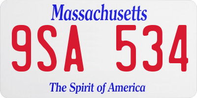 MA license plate 9SA534