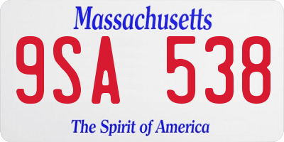 MA license plate 9SA538