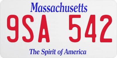 MA license plate 9SA542