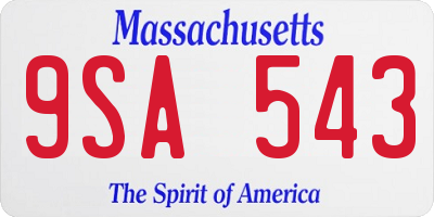MA license plate 9SA543