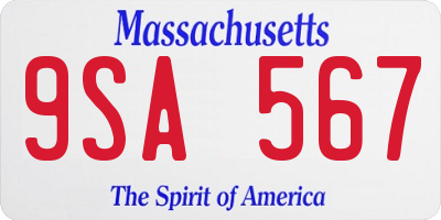 MA license plate 9SA567