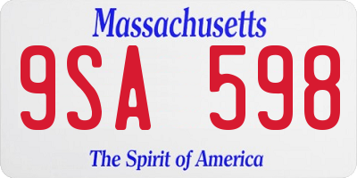 MA license plate 9SA598