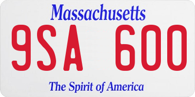 MA license plate 9SA600