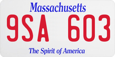 MA license plate 9SA603