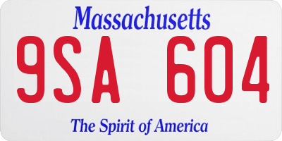 MA license plate 9SA604