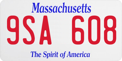 MA license plate 9SA608