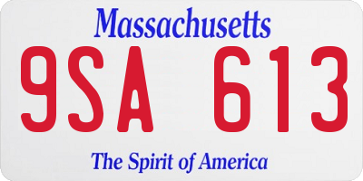 MA license plate 9SA613