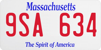 MA license plate 9SA634