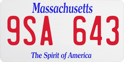 MA license plate 9SA643
