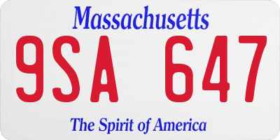 MA license plate 9SA647
