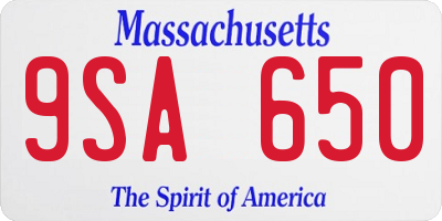 MA license plate 9SA650