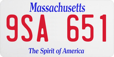MA license plate 9SA651