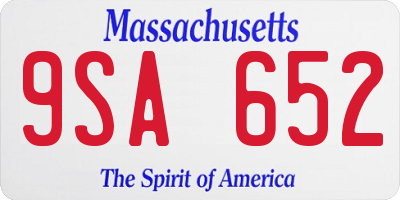 MA license plate 9SA652