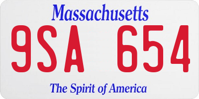 MA license plate 9SA654