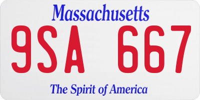 MA license plate 9SA667
