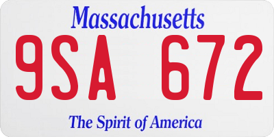 MA license plate 9SA672