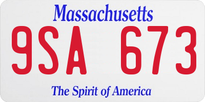 MA license plate 9SA673