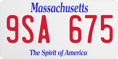 MA license plate 9SA675