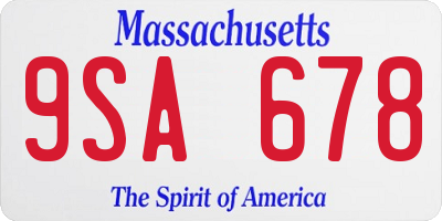 MA license plate 9SA678