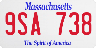 MA license plate 9SA738