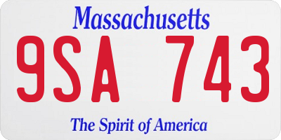 MA license plate 9SA743