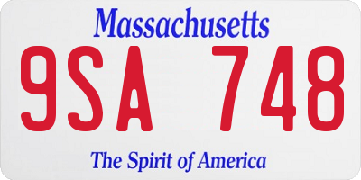 MA license plate 9SA748