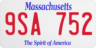 MA license plate 9SA752