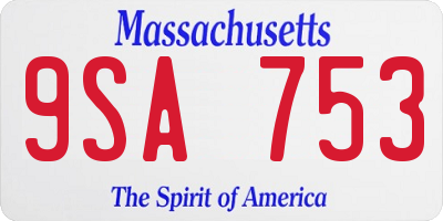 MA license plate 9SA753