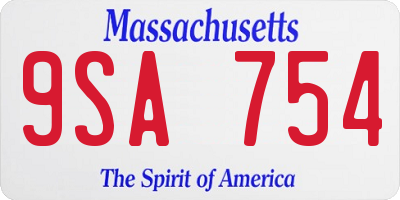 MA license plate 9SA754