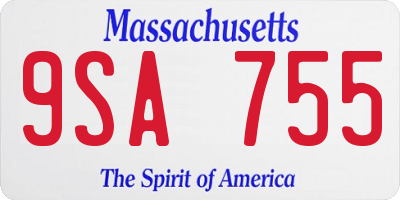 MA license plate 9SA755