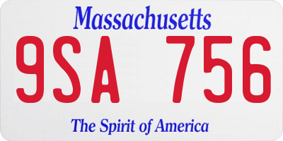 MA license plate 9SA756