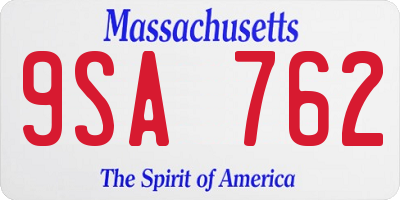 MA license plate 9SA762